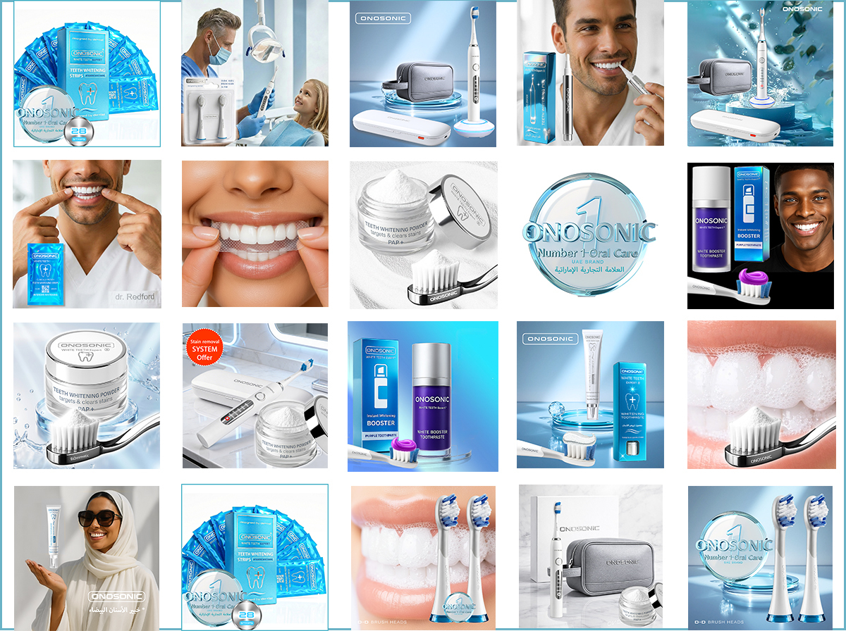 ONOSONIC teeth whitening products designed for at-home use in Dubai, helping reduce stains from coffee, tea, wine, and tobacco while supporting a cleaner, brighter smile and daily oral care routine in the UAE.